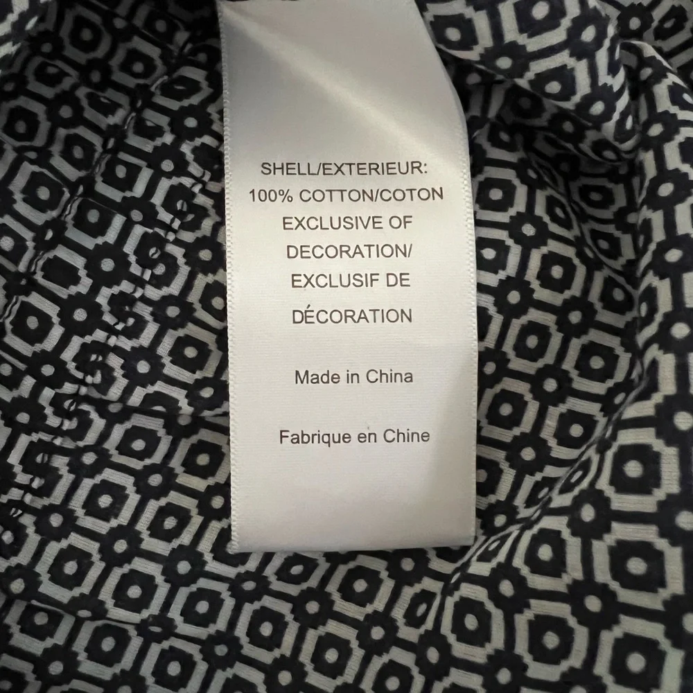 TORY BURCH Evelina Voile Tunic Blouse Top Navy Blue White Print